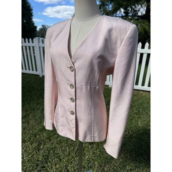 Vintage Christian Dior Baby Pink Blush Blazer Mother Pearl Buttons The Suit 80s - Picture 11 of 16